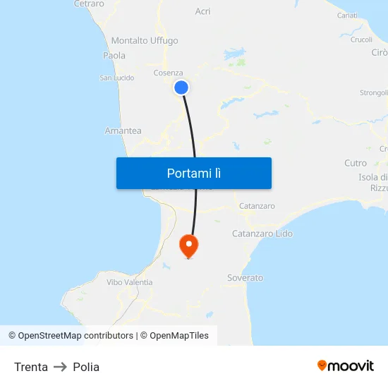 Trenta to Polia map