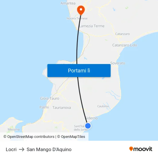 Locri to San Mango D'Aquino map