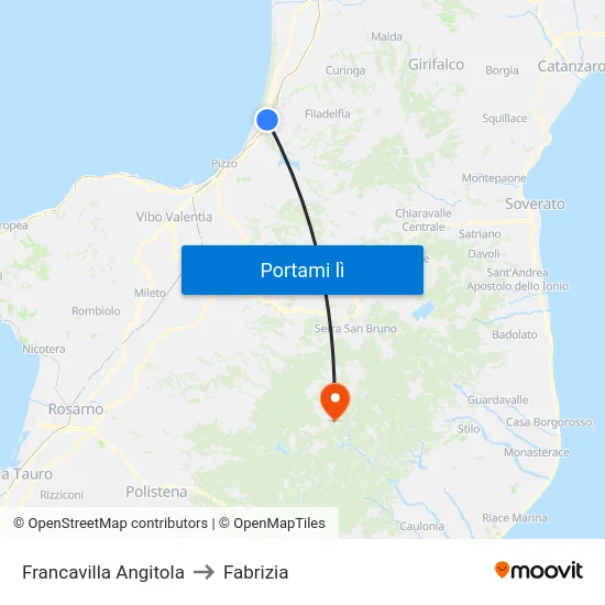 Francavilla Angitola to Fabrizia map