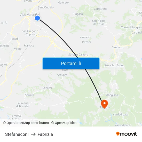 Stefanaconi to Fabrizia map