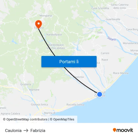 Caulonia to Fabrizia map