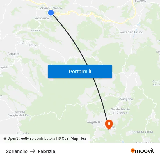 Sorianello to Fabrizia map
