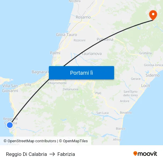 Reggio Di Calabria to Fabrizia map