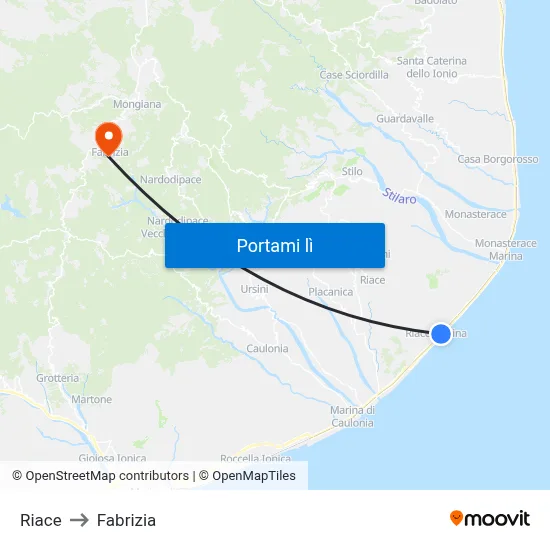 Riace to Fabrizia map