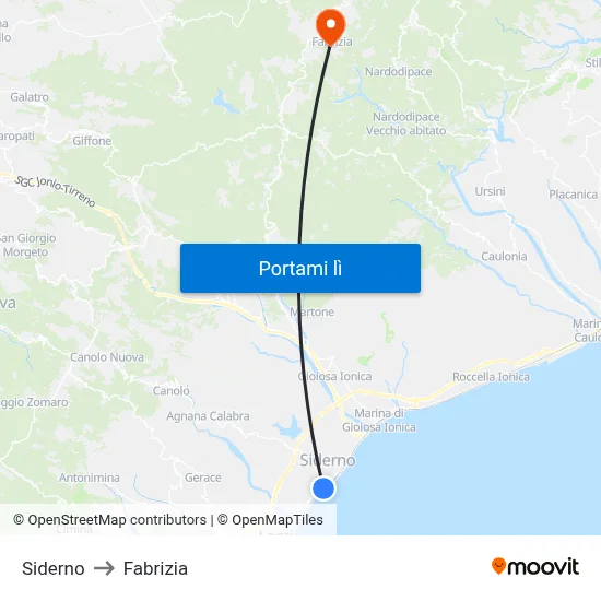 Siderno to Fabrizia map