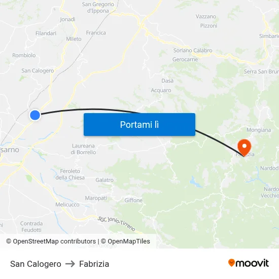 San Calogero to Fabrizia map