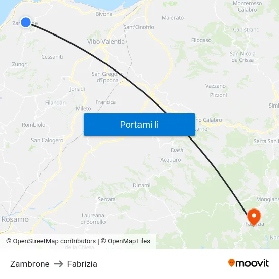Zambrone to Fabrizia map