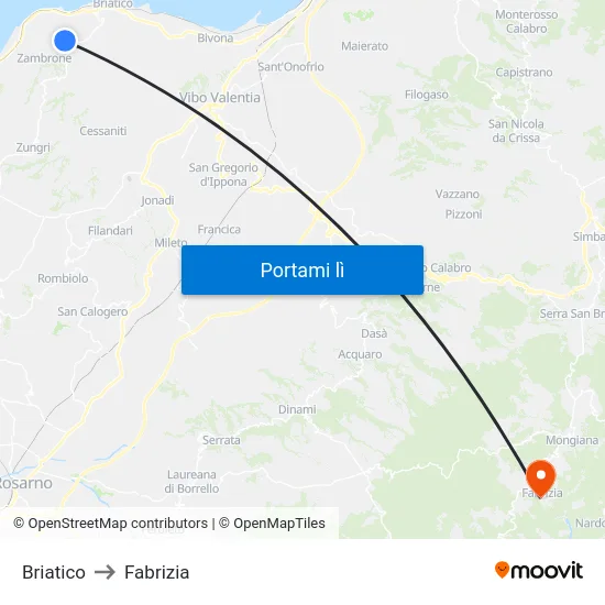 Briatico to Fabrizia map