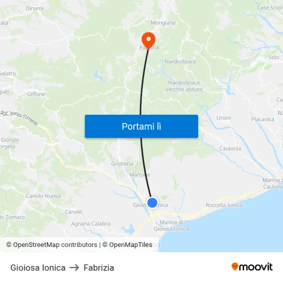 Gioiosa Ionica to Fabrizia map