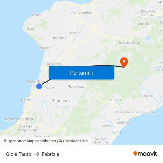 Gioia Tauro to Fabrizia map