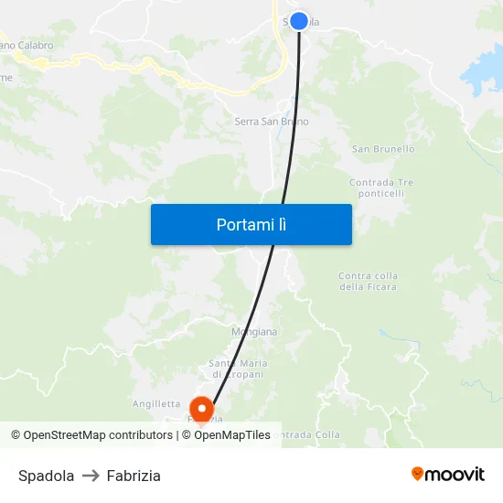 Spadola to Fabrizia map