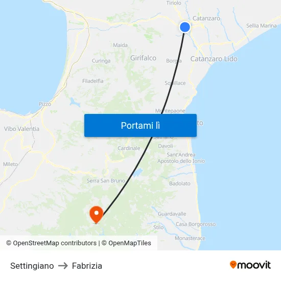 Settingiano to Fabrizia map