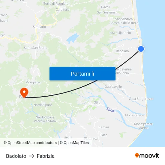 Badolato to Fabrizia map
