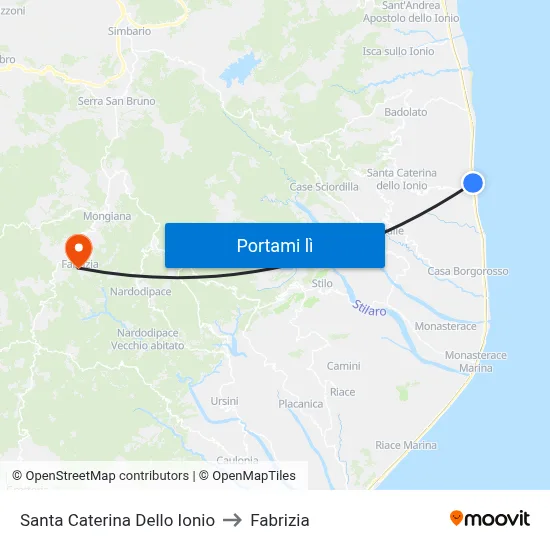 Santa Caterina Dello Ionio to Fabrizia map