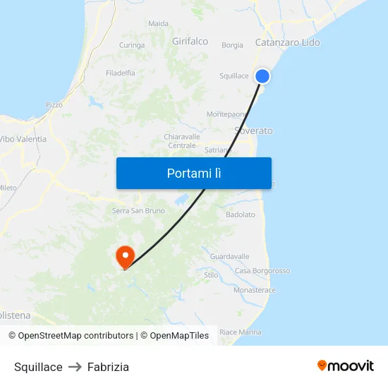 Squillace to Fabrizia map