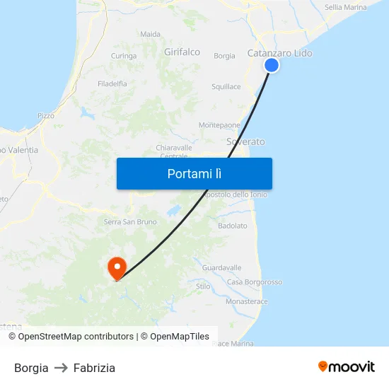 Borgia to Fabrizia map