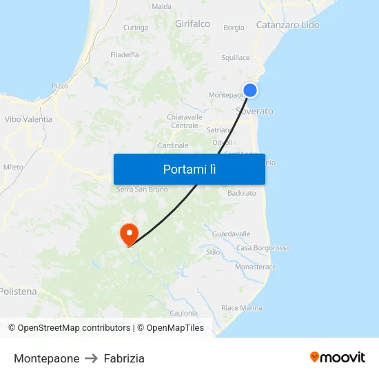 Montepaone to Fabrizia map
