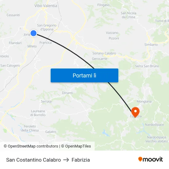 San Costantino Calabro to Fabrizia map