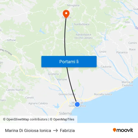 Marina Di Gioiosa Ionica to Fabrizia map
