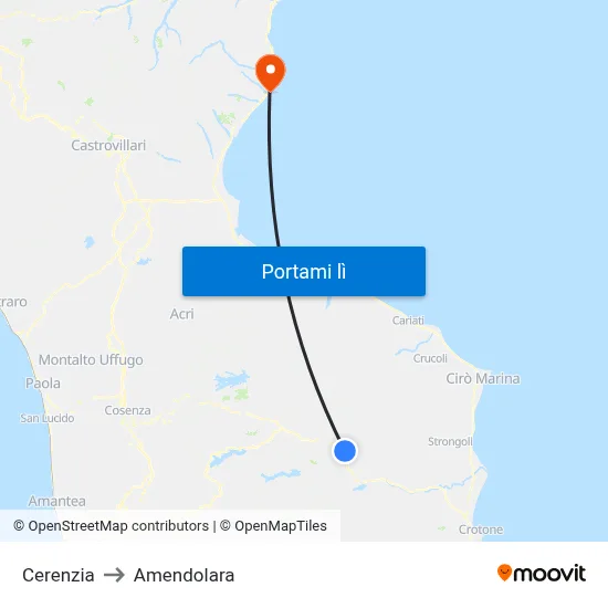 Cerenzia to Amendolara map