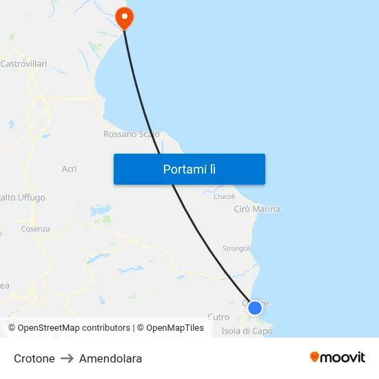 Crotone to Amendolara map