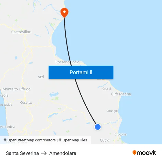 Santa Severina to Amendolara map