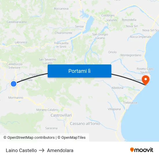 Laino Castello to Amendolara map