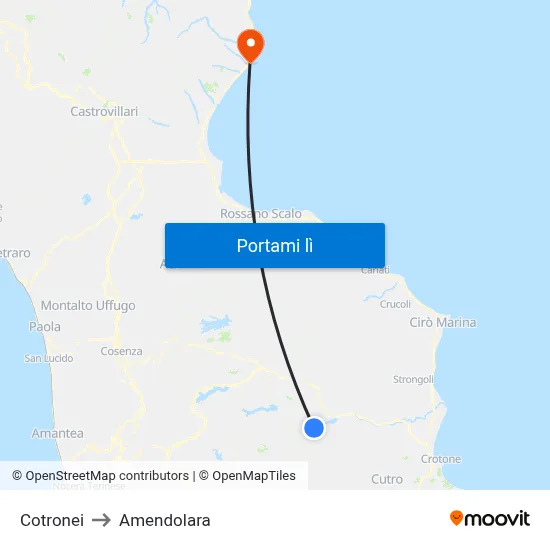 Cotronei to Amendolara map