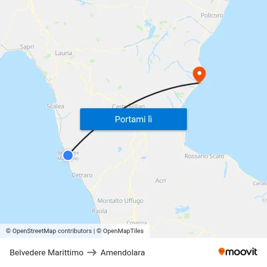 Belvedere Marittimo to Amendolara map