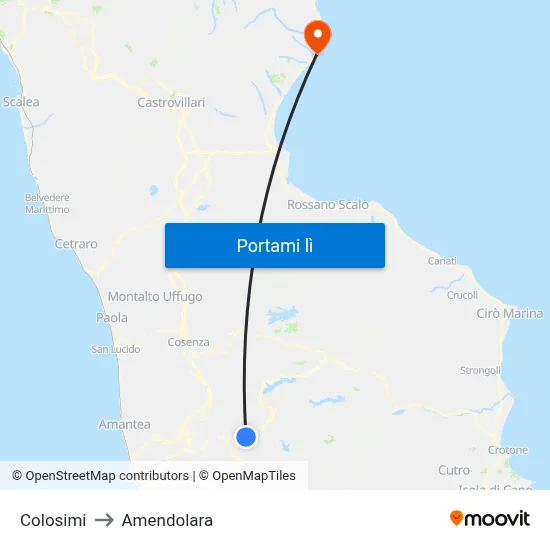 Colosimi to Amendolara map