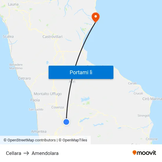 Cellara to Amendolara map