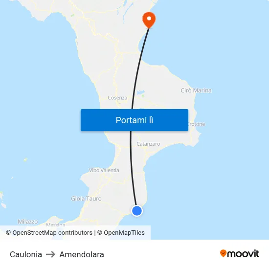 Caulonia to Amendolara map