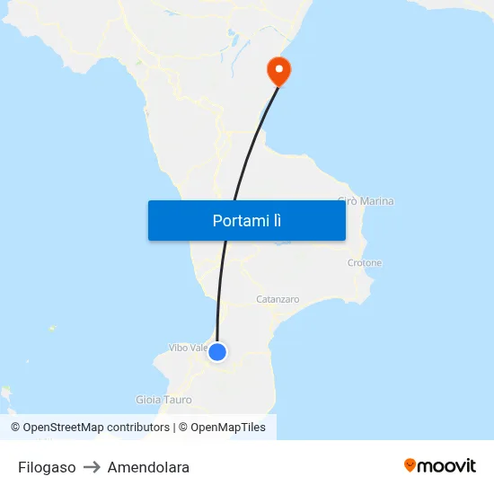Filogaso to Amendolara map