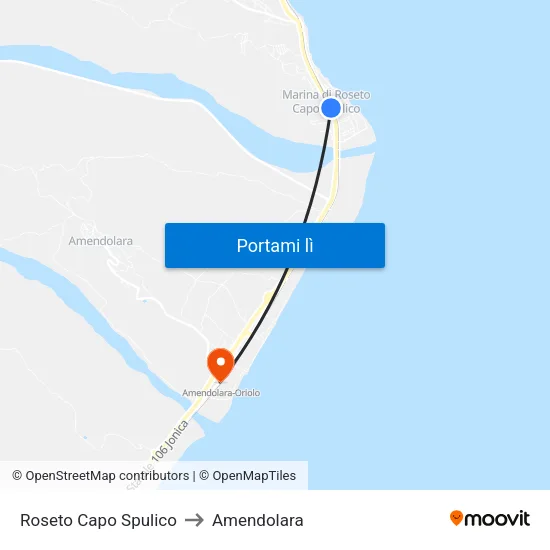 Roseto Capo Spulico to Amendolara map
