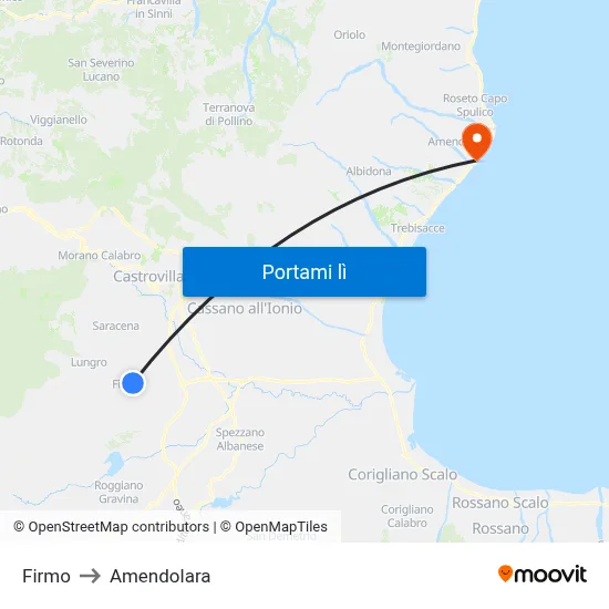 Firmo to Amendolara map