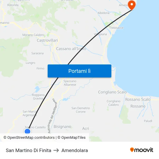 San Martino Di Finita to Amendolara map
