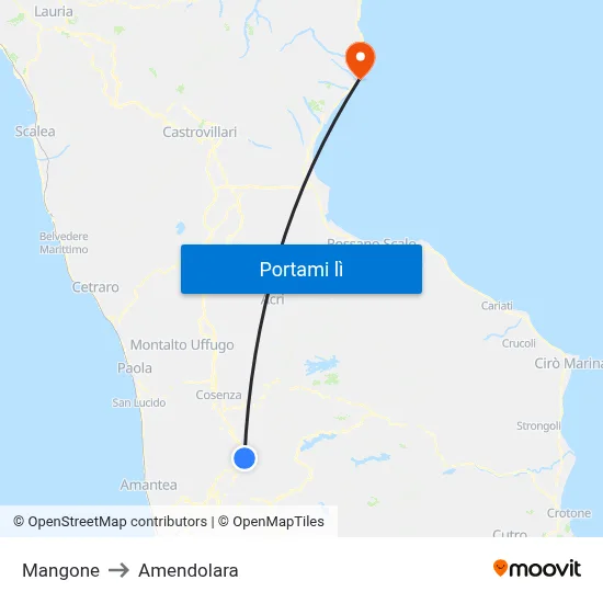 Mangone to Amendolara map