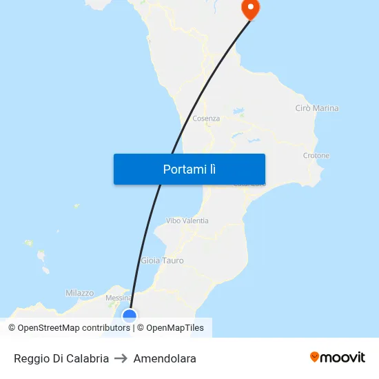 Reggio Di Calabria to Amendolara map
