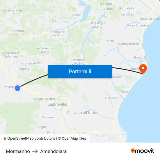Mormanno to Amendolara map