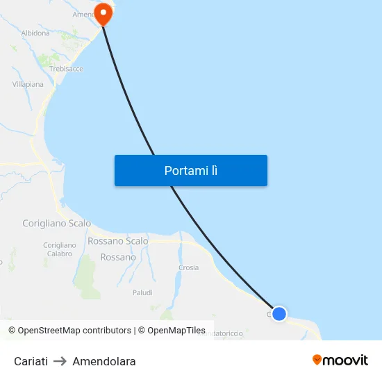 Cariati to Amendolara map