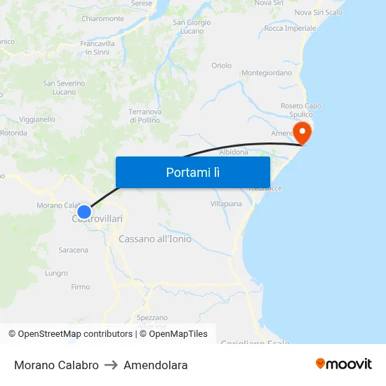 Morano Calabro to Amendolara map
