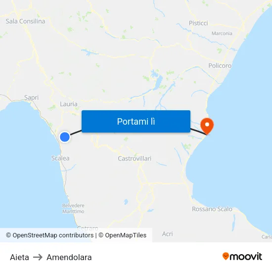 Aieta to Amendolara map