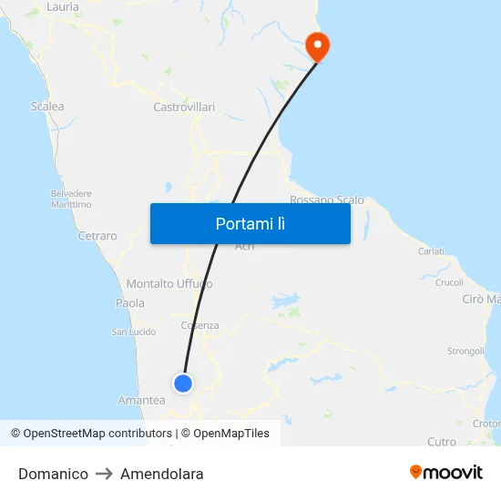 Domanico to Amendolara map