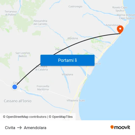 Civita to Amendolara map