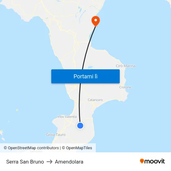 Serra San Bruno to Amendolara map