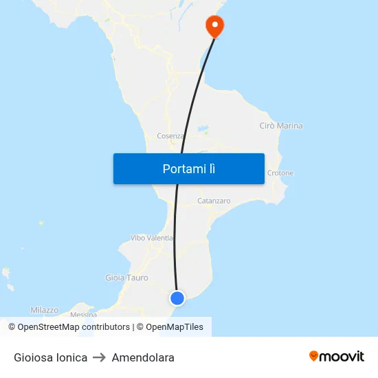 Gioiosa Ionica to Amendolara map
