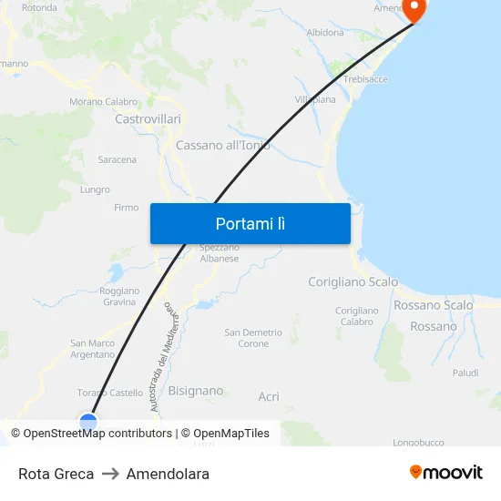 Rota Greca to Amendolara map