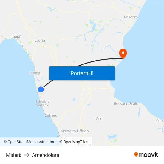 Maierà to Amendolara map