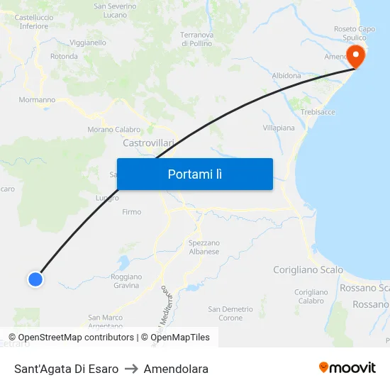 Sant'Agata Di Esaro to Amendolara map