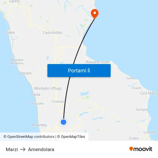Marzi to Amendolara map